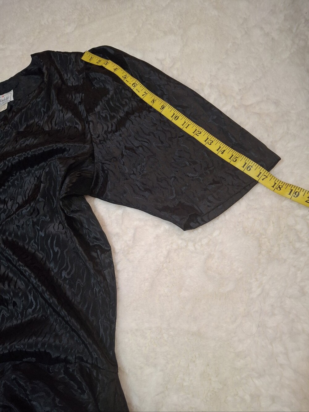 Vintage 1980s Christie Black Relaxed Buttoned Tiered Ruffle Maxi Dress Size 18 - Picture 14 of 15